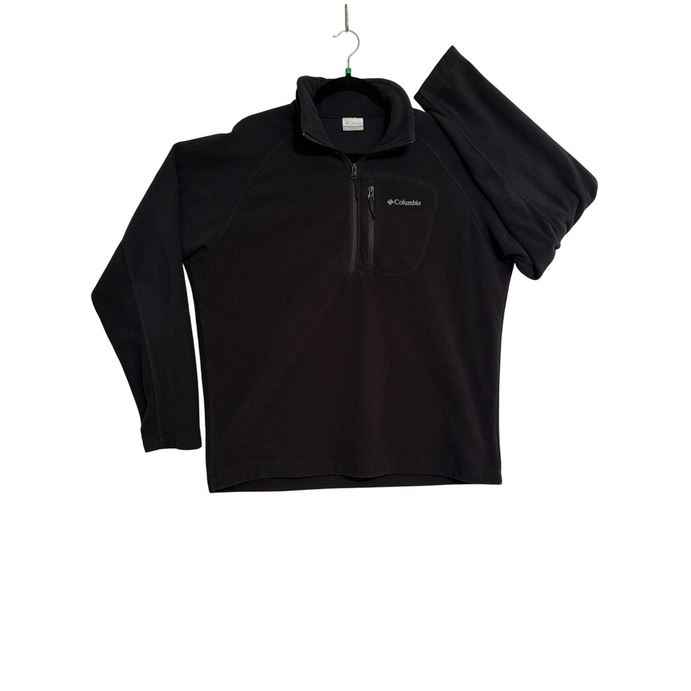Columbia Mens XL Black Quarter Zip Fleece Pullover Jacket XM6410 Pocket - Picture 2 of 8